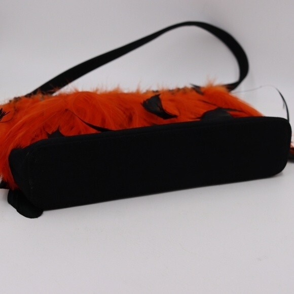Halloween Black & Orange Feathered Handbag Novelty Bag - Picture 3 of 13